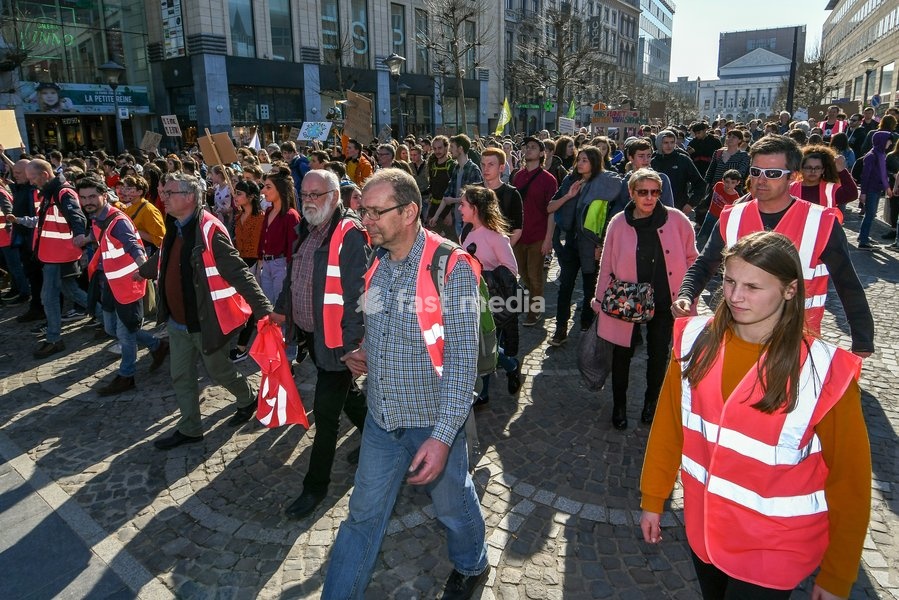 Illustration picture shows a student strike action ''the 11th Strike For Future @ Liege'' organized by ''Youth For Climate'', urging pupils to skip classes to protest a lack of climate awareness, Thursday 21 March 2019 in Liege. This marks the 11th consecutive week youths take the streets on…