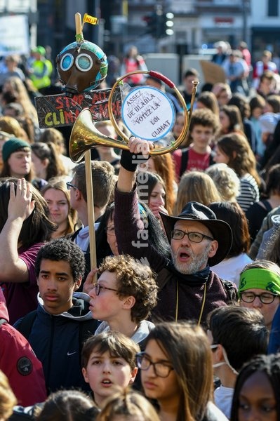 Illustration picture shows a student strike action ''the 11th Strike For Future @ Liege'' organized by ''Youth For Climate'', urging pupils to skip classes to protest a lack of climate awareness, Thursday 21 March 2019 in Liege. This marks the 11th consecutive week youths take the streets on…
