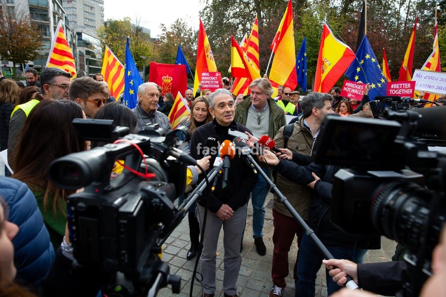 Illustration picture shows a Catalan demonstration in Brussels to support the Barcelona protests, Sunday 27 October 2019