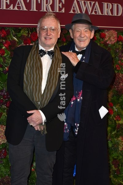 Sean Mathias and Sir Ian McKellen attends the 65th Evening Standard Theatre Awards at the London Coliseum, London, England. 24th November 2019. (EDITORIAL USE ONLY - THE PHOTOGRAPHS ARE FOR EDITORIAL USE IN RELATION TO THE STATED EVENT ONLY) - (0)