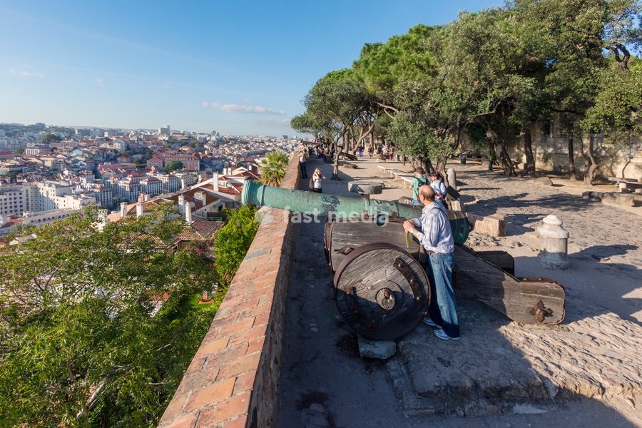 View over Lisbon, Portugal from Castelo do Sao Jorge or St George’s Castle