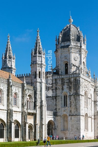 Lisbon, Portugal. The Mosteiro dos Jeronimos, or the Monastery of the Hieronymites. The monastery is considered a triumph of Manueline architecture and is a UNESCO World Heritage Site