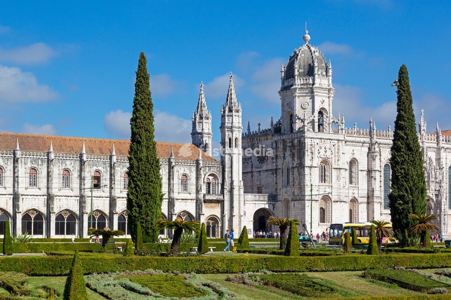 Lisbon, Portugal. The Mosteiro dos Jeronimos, or the Monastery of the Hieronymites. The monastery is considered a triumph of Manueline architecture and is a UNESCO World Heritage Site