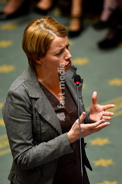 cdH's Catherine Fonck pictured during a plenary session of the chamber at the federal parliament in Brussels, Thursday 06 February 2020