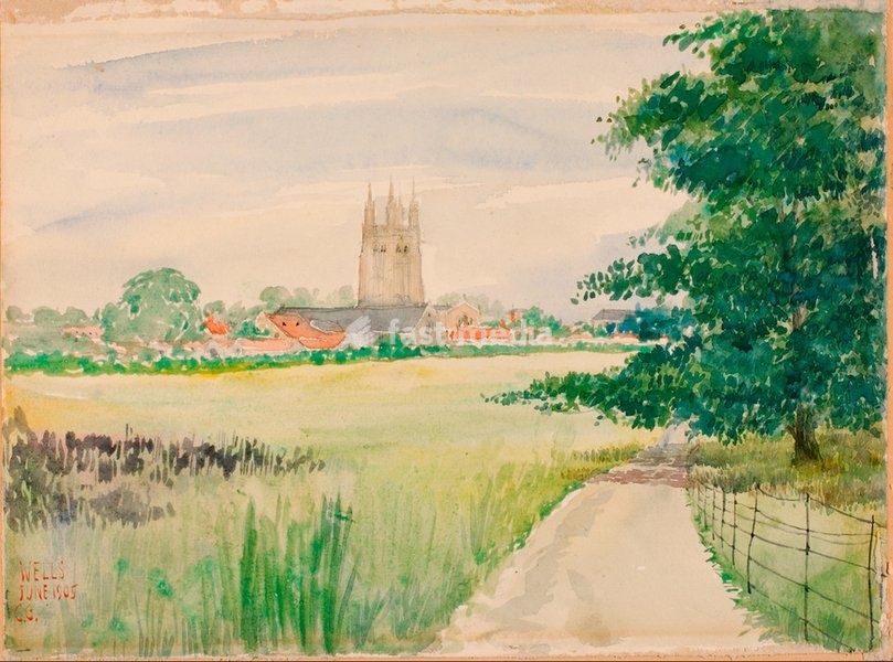 Cass Gilbert, 1859–1934. "Wells Cathedral, England", 1905. Painting, watercolor and pencil on paper. Inv. Nr. 1962.13.42 Washington, Smithsonian American Art Museum