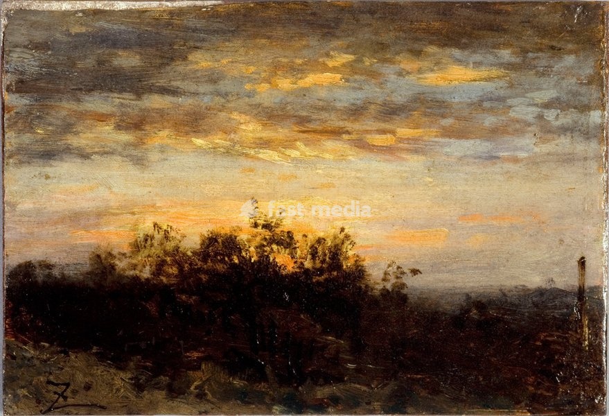 Ziem, Félix; 1821–1911. "Coucher de soleil" (Sunset), between 1850 and 1860. Painting, oil painting. PPP319, Paris, Petit Palais