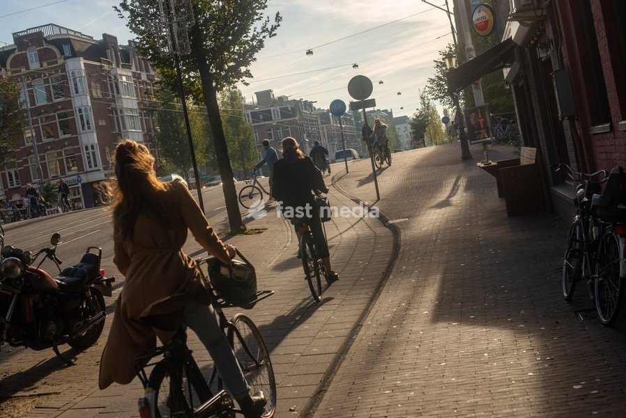 Cyclists in Amsterdam, The Netherlands
