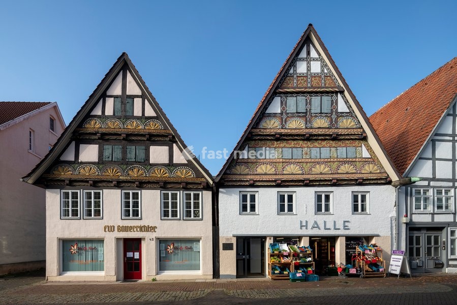 Lemgo, Fachwerkhäuser Breite Straße 45 und 47 (Drakehaus, Geburtshaus von Heinrich Drake)