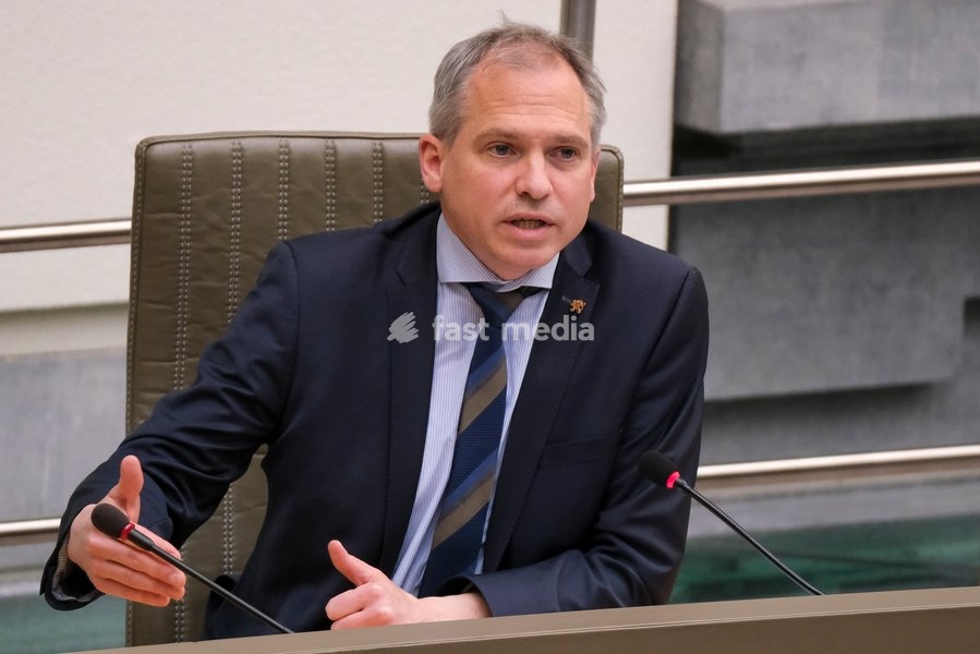 Flemish Minister of Finance, Budget and Housing Matthias Diependaele pictured during a plenary session of the Flemish Parliament in Brussels, Wednesday 24 March 2021