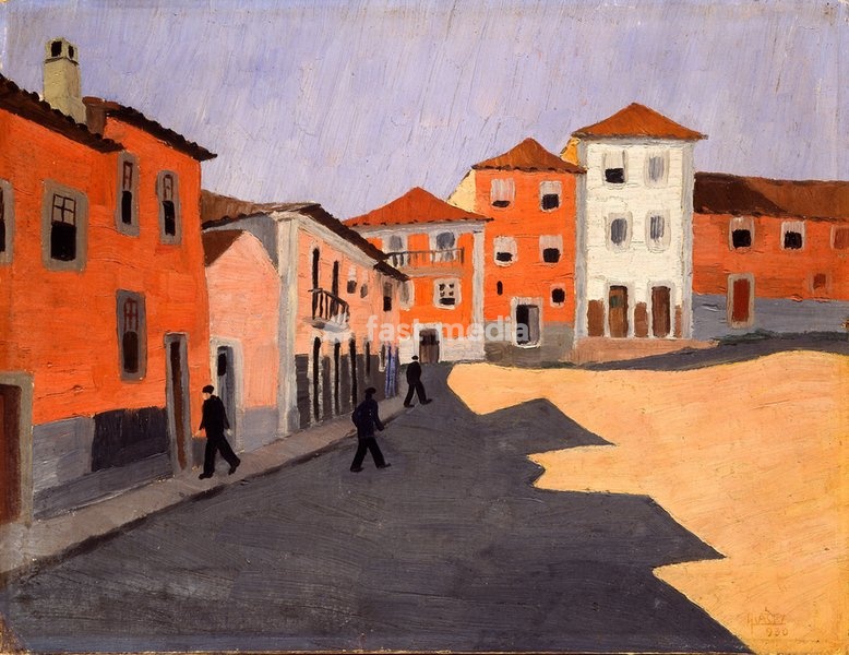 Dominguez Alvarez, 1906–1942. "Untitled (Rua ao Sol)" (Untitled (Street in the Sun)), 1930. Oil on canvas and cardboard, 30.5 × 39.5 cm. Lisbon, Museu Calouste Gulbenkian