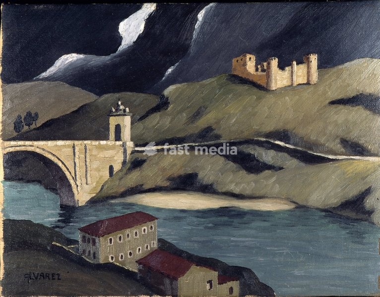 Dominguez Alvarez, 1906–1942. "Paisagem com castelo" (Landscape with castle). Oil on canvas, 24.7 × 31 cm. Lisbon, Museu Calouste Gulbenkian