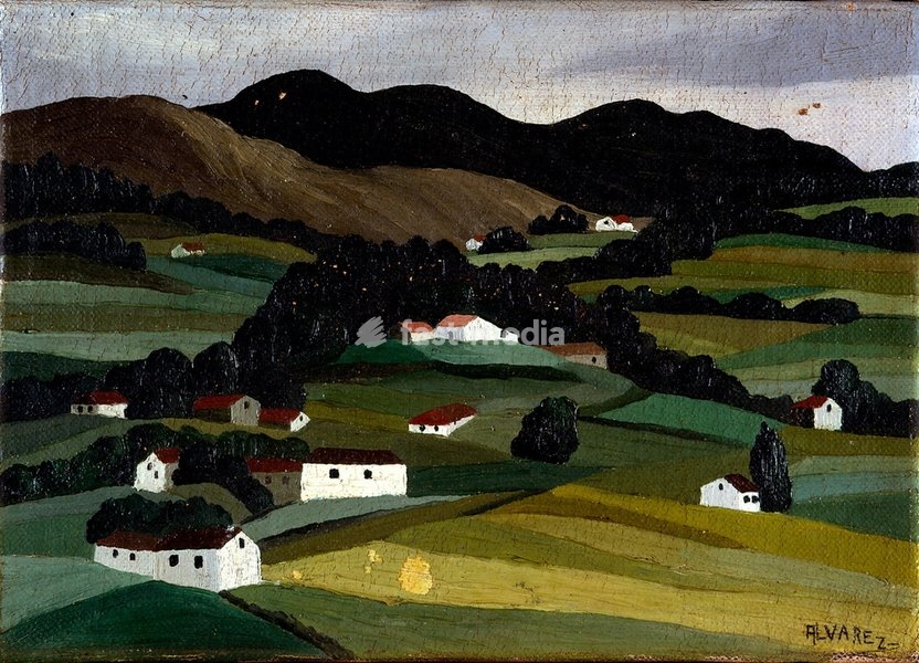 Dominguez Alvarez, 1906–1942. "Landscape". Oil and graphite on canvas, 26.5 × 37 cm. Lisbon, Museu Calouste Gulbenkian