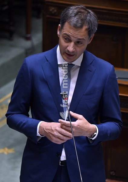 Prime Minister Alexander De Croo pictured during a plenary session of the chamber at the federal parliament in Brussels, Thursday 03 June 2021