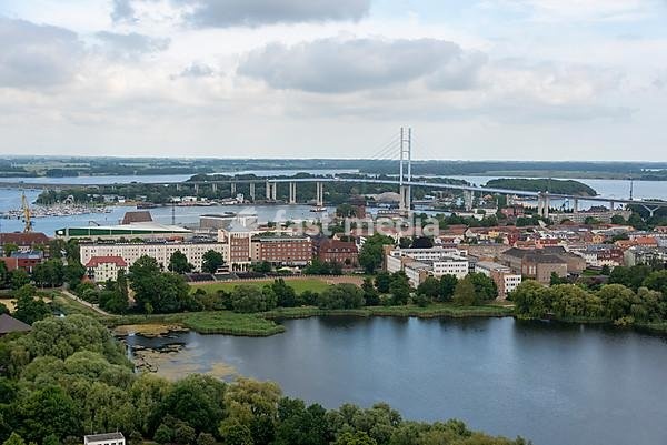 View from the Marienkirche to the Rügenbrücke, Stralsund, Mecklenburg-Western Pomerania, Germany