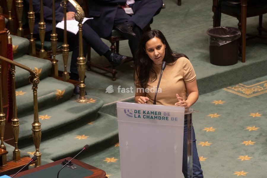 CD&V's Nawal Farih pictured at a plenary session of the chamber at the federal parliament in Brussels, Thursday 15 July 2021