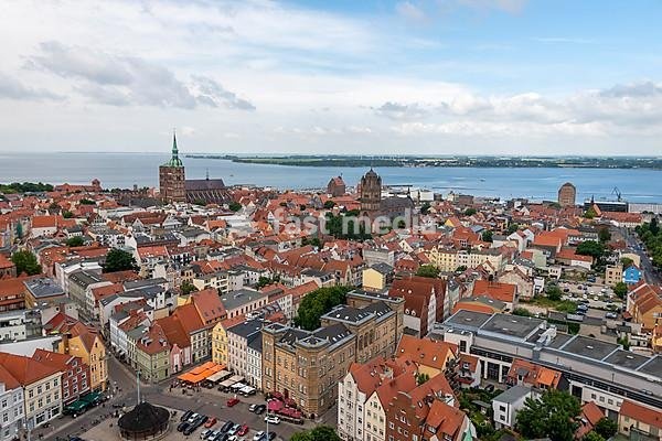 View from the Marienkirche to the old town with the St. Nikolai Church, Stralsund, Mecklenburg-Western Pomerania, Germany