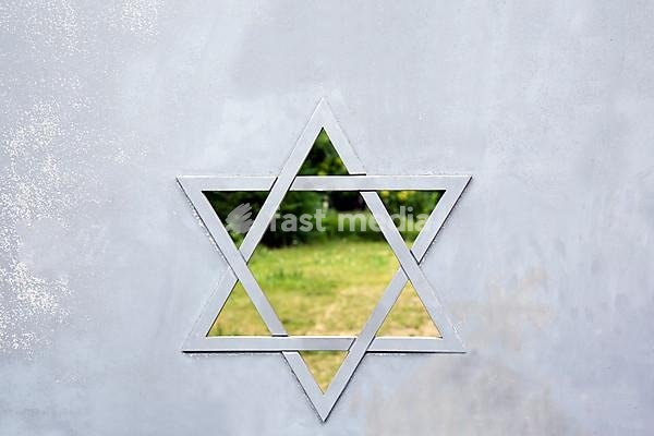 Metal gate with Star of David, entrance to the Jewish Cemetery, Metzer Str., Berlin, Germany