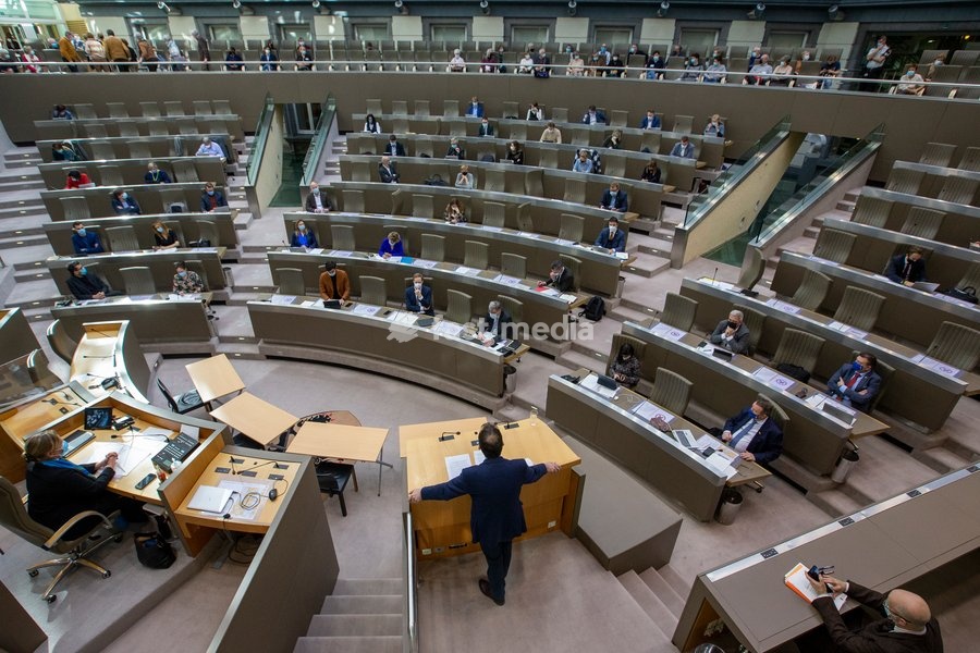 Flemish Minister of Welfare Wouter Beke delivers a speech at a plenary session of the Flemish Parliament in Brussels, Wednesday 23 February 2022