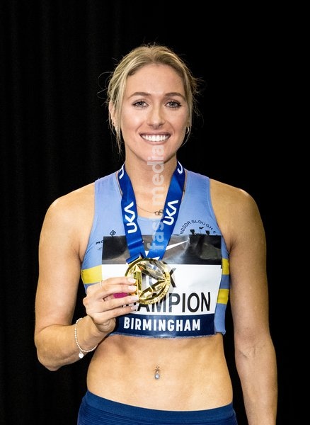 Jessie KNIGHT after winning the Women's 400m Final at the UK Athletics Indoor Championships at the National Indoor Arena, Birmingham, , UK on February 27 2022