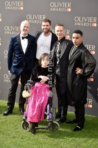 (L-R) Dominic Cooke, Dino Fetscher. Liz Carr, Ben Daniels and Danny Lee Wynter attend The Olivier Awards 2022 at the Royal Albert Hall, Kensington Gore, South Kensington, London SW7 2AP on Sunday 10th April 2022