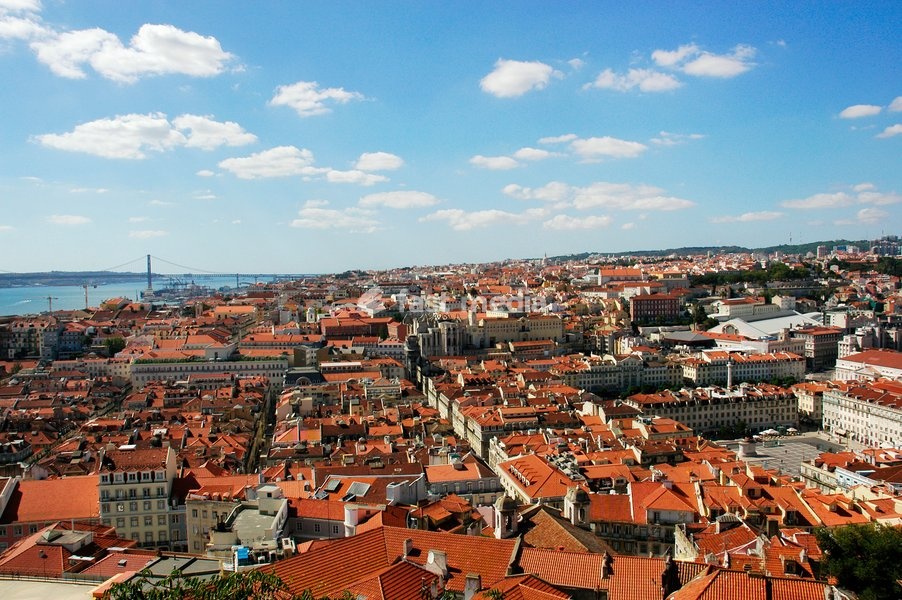 Portugal, Lisbon. Panorama of the city from St. George's Castle