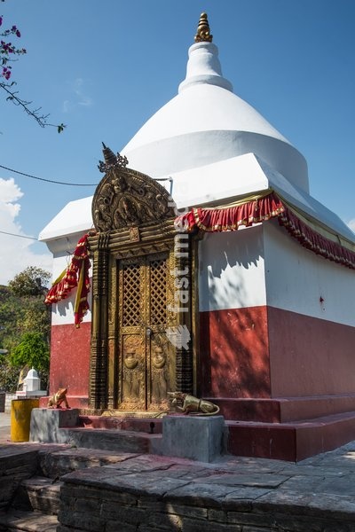 The Ganesh Mandir Hindu temple in the Binhaya Basini temple complex in Pokhara, Nepal