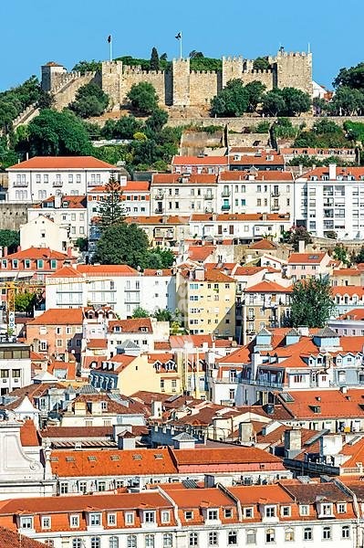 View over Lisbon and the Castelo Sao Jorge, Lisbon, Portugal