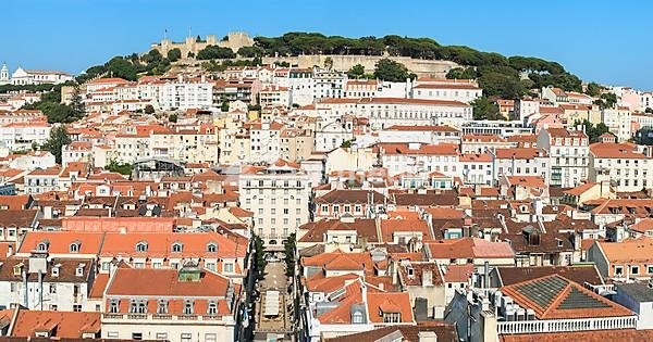 View over Lisbon and the Castelo Sao Jorge, Lisbon, Portugal