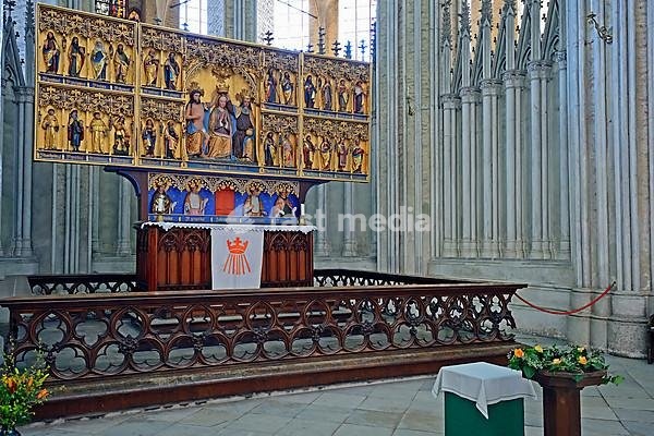 Late Gothic Marian Coronation Altar, late Gothic, Saint, Marienkirche, Hanseatic City of Stralsund, Mecklenburg-Western Pomerania, Germany