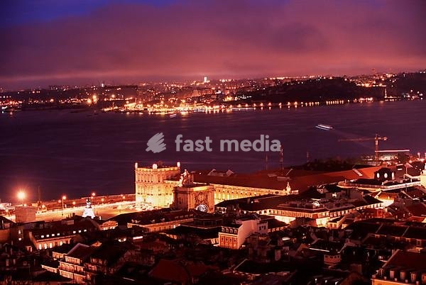 View of Lisbon and River Tagus from Castelo de Sao Jorge, Lisbon, Portugal