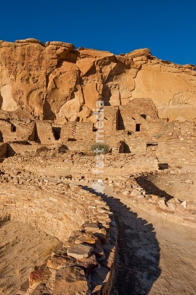 Pueblo Bonito, the ruin of an ancient Ancestral Puebloan Native American Great House in Chaco Culture National Historical Park. Chaco Culture is a UNESCO World Heritage Site