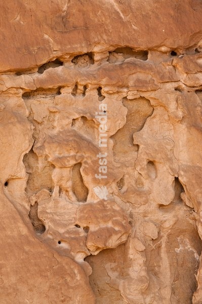 Erosion patterns in a sandstone wall in the Chaco Culture National Historical Park in New Mexico. Chaco Culture is a UNESCO World Heritage Site