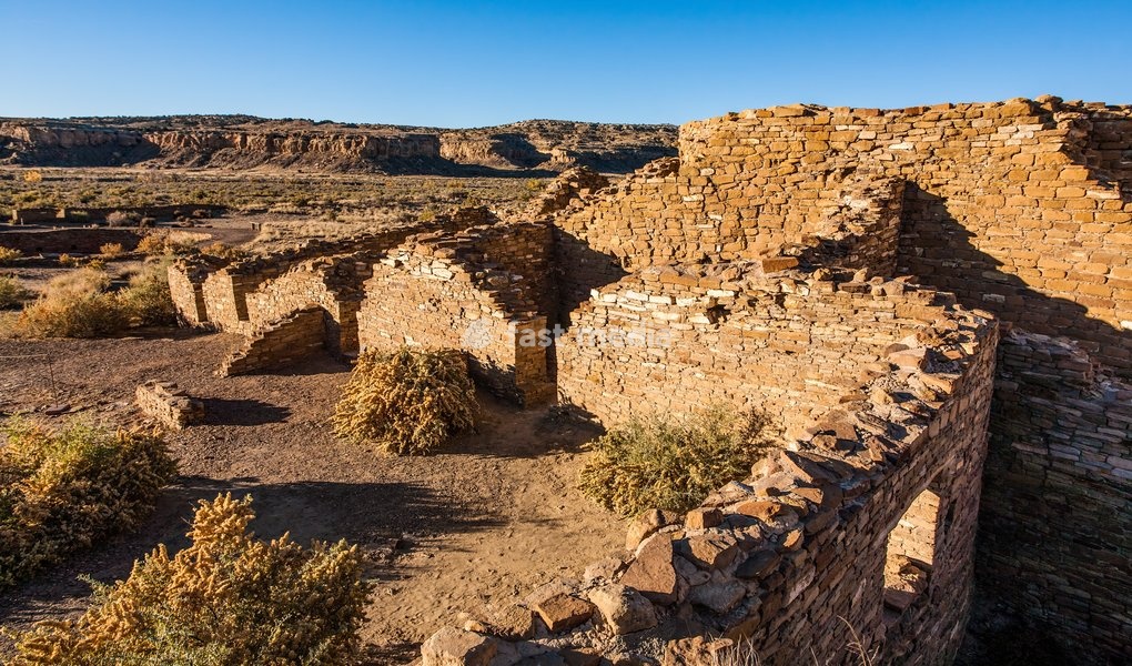 Chetro Ketl, an ancient Ancestral Puebloan Native American ruin in Chaco Culture National Historical Park. Chaco Culture is a UNESCO World Heritage Site