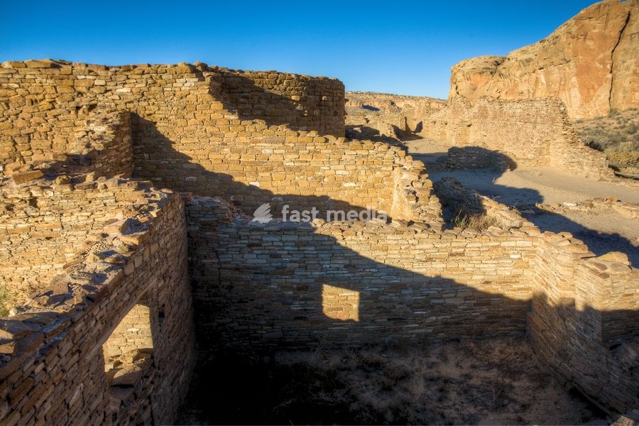 Chetro Ketl, an ancient Ancestral Puebloan Native American ruin in Chaco Culture National Historical Park. Chaco Culture is a UNESCO World Heritage Site