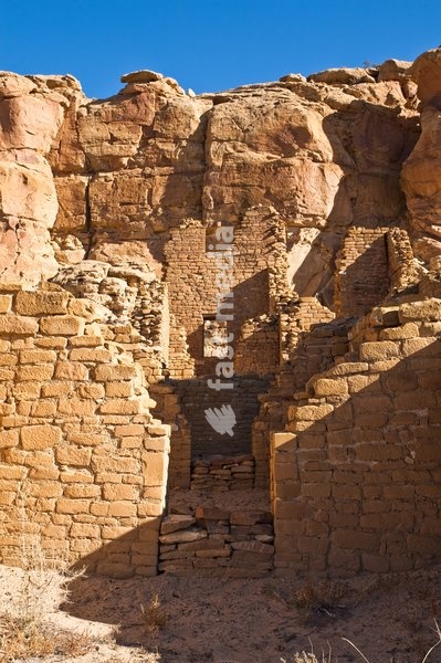 Kin Kletso Ruin, an ancient Ancestral Puebloan Native American ruin in Chaco Culture National Historical Park. Chaco Culture is a UNESCO World Heritage Site