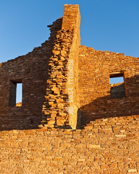 Pueblo Bonito, the ruin of an ancient Ancestral Puebloan Native American Great House in Chaco Culture National Historical Park. Chaco Culture is a UNESCO World Heritage Site