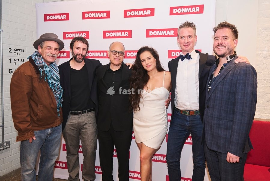 Alon Moni Aboutboul, Itamar Moses, David Yazbek, Miri Mesika, Nigel Lilley and Michael Longhurst at the opening night of The Band's Visit. At the Donmar Warehouse, London. 06.10.2022