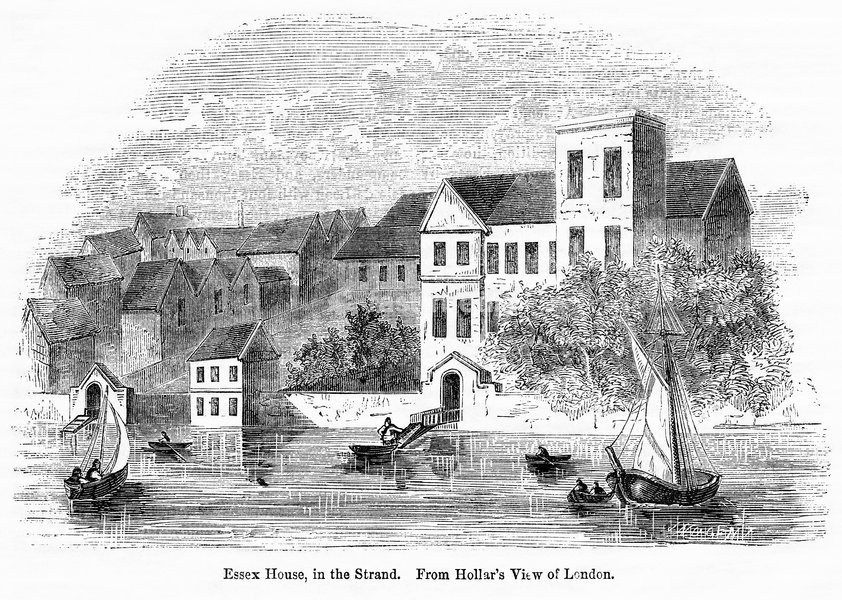Essex House, in the Strand, from Hollar‚Äôs View of London, Illustration from the Book, John Cassel‚Äôs Illustrated History of England, Volume II, text by William Howitt, Cassell, Petter, and Galpin, London, 1858