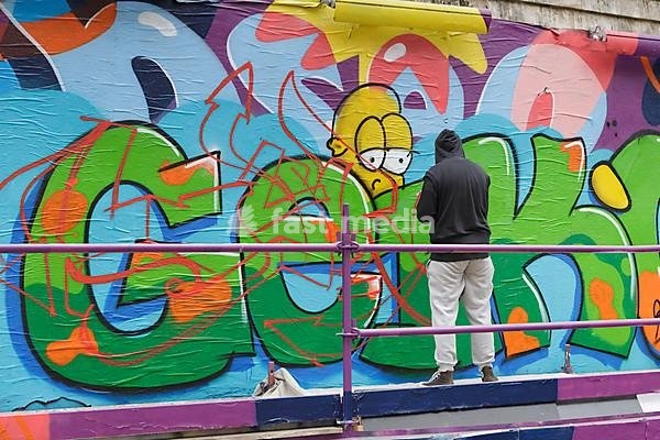 A graffiti artist, Lisbon, Portugal