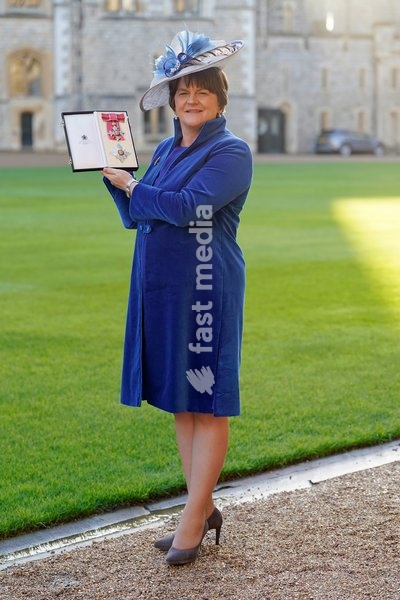The Right Honourable Dame Arlene Foster, lately First Minister of Northern Ireland, after being made a Dame Commander of the British Empire by the Princess Royal, during an investiture ceremony at Windsor Castle, Berkshire. Picture date: Tuesday November 8, 2022