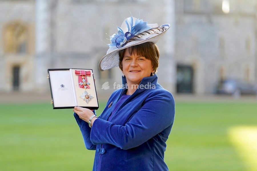 The Right Honourable Dame Arlene Foster, lately First Minister of Northern Ireland, after being made a Dame Commander of the British Empire by the Princess Royal, during an investiture ceremony at Windsor Castle, Berkshire. Picture date: Tuesday November 8, 2022