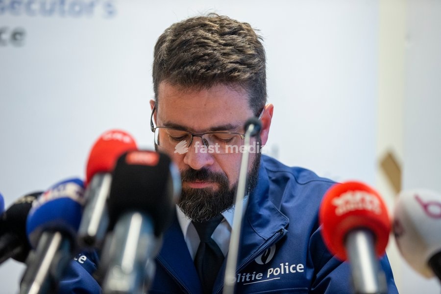 Olivier Slosse Chief of Police Zone North pictured during a press conference of the Brussels public prosecutor's office regarding on a stabbing incident where one police officer passed away in Brussels, Friday 11 November 2022. The incident took place on Thursday, November 10, 2022 in the…