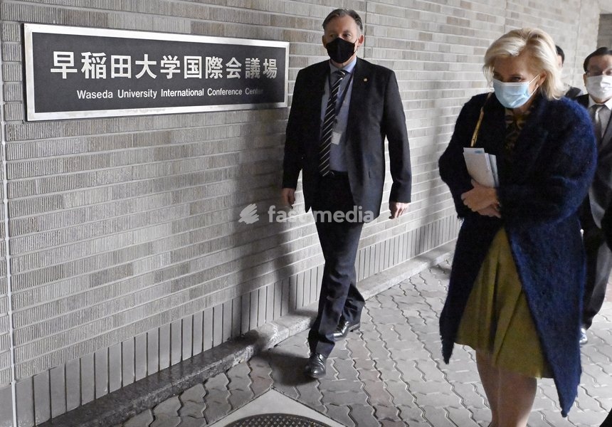 Princess Astrid of Belgium pictured as she arrives at the Waseda University during the Belgian Economic Mission to Japan, Tuesday 06 December 2022. A delegation featuring the Princess and various Ministers will be visiting Tokyo, Nagoya, Osaka and Kyoto