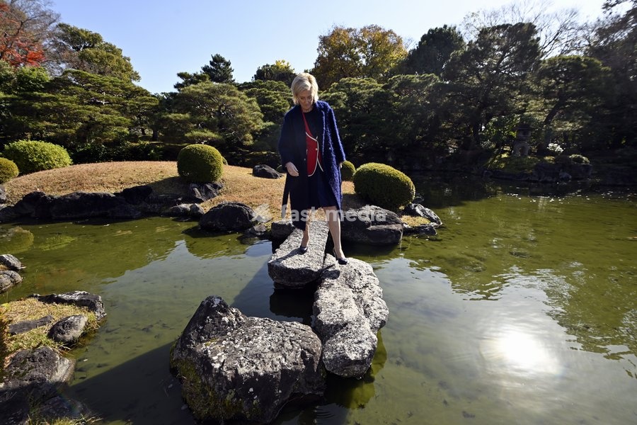 Princess Astrid of Belgium poses for the photographer after the commemoration of the 100th anniversary of the 1920s Japanese book donation to the University of Louvain - Leuven, during the Belgian Economic Mission to Japan, Friday 09 December 2022 in Kyoto. A delegation featuring the Princess and…