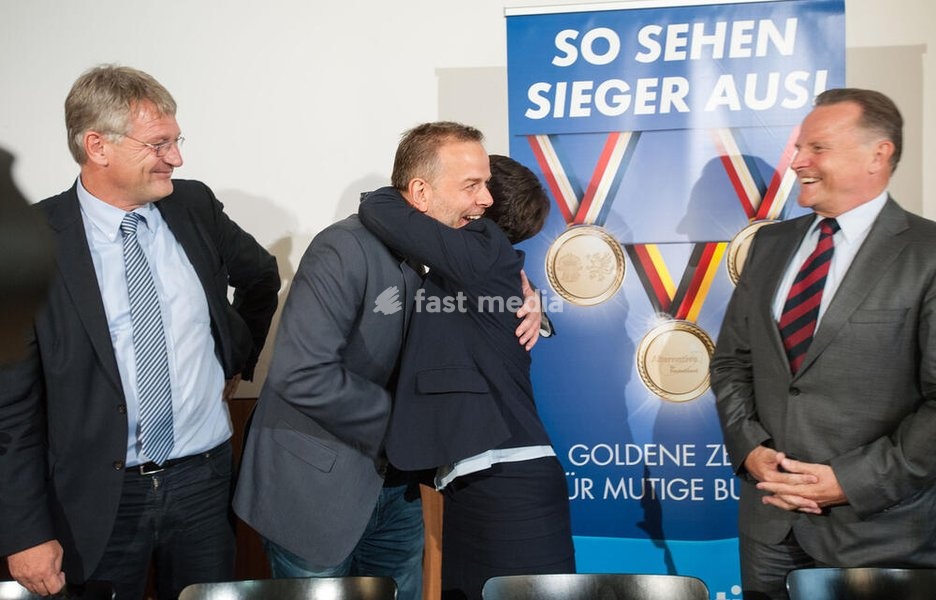 Frauke Petry, politician, AfD, Germany; in the state elections in Mecklenburg-Western Pomerania, the AfD became the second strongest party in the state parliament with 20.8% of the votes. Press conference of the party leadership in the house of the federal press conference, from left to right. Jörg…