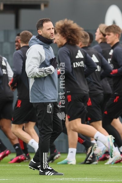 Belgium's head coach Domenico Tedesco pictured during a training session of Belgian national soccer team Red Devils, Tuesday 21 March 2023, at the Royal Belgian Football Association RBFA's headquarters in Tubize. The Red Devils are preparing for the upcoming games against Sweden and Germany