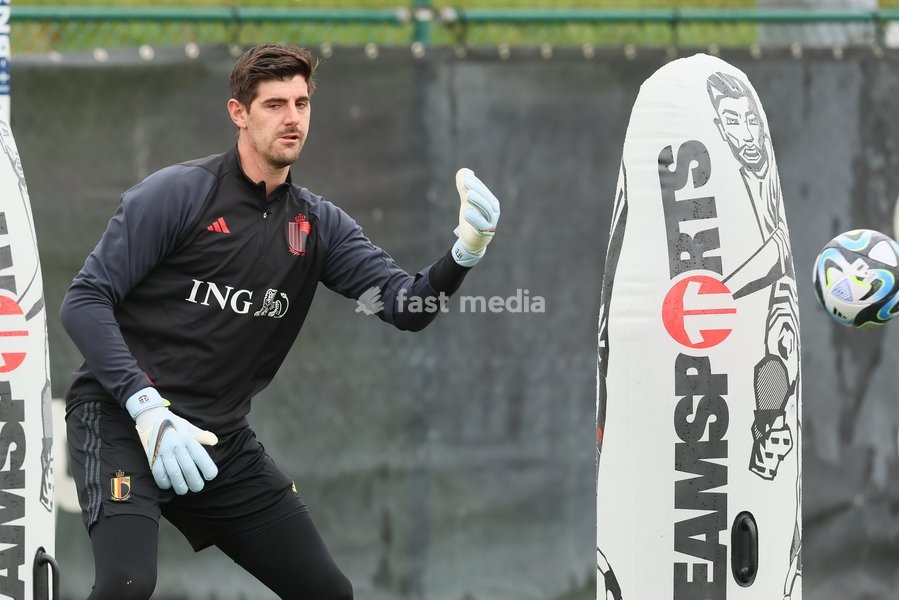 Belgium's goalkeeper Thibaut Courtois pictured during a training session of Belgian national soccer team Red Devils, Tuesday 21 March 2023, at the Royal Belgian Football Association RBFA's headquarters in Tubize. The Red Devils are preparing for the upcoming games against Sweden and Germany