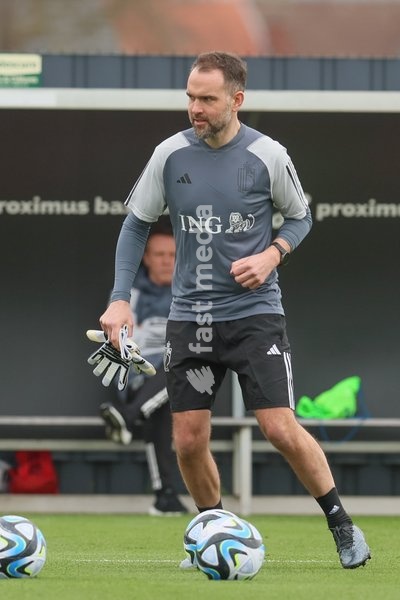 goalkeeper coach Max Urwantschky pictured during a training session of Belgian national soccer team Red Devils, Tuesday 21 March 2023, at the Royal Belgian Football Association RBFA's headquarters in Tubize. The Red Devils are preparing for the upcoming games against Sweden and Germany