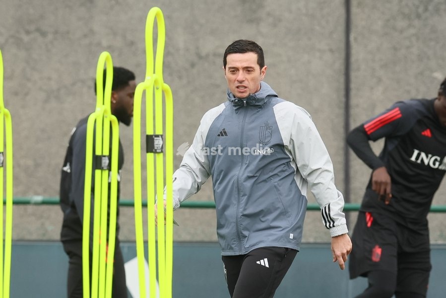 physical coach Vladimir Cepzanovic pictured during a training session of Belgian national soccer team Red Devils, Tuesday 21 March 2023, at the Royal Belgian Football Association RBFA's headquarters in Tubize. The Red Devils are preparing for the upcoming games against Sweden and Germany