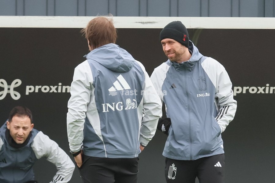 assistant coach Andreas Hinkel pictured during a training session of Belgian national soccer team Red Devils, Tuesday 21 March 2023, at the Royal Belgian Football Association RBFA's headquarters in Tubize. The Red Devils are preparing for the upcoming games against Sweden and Germany